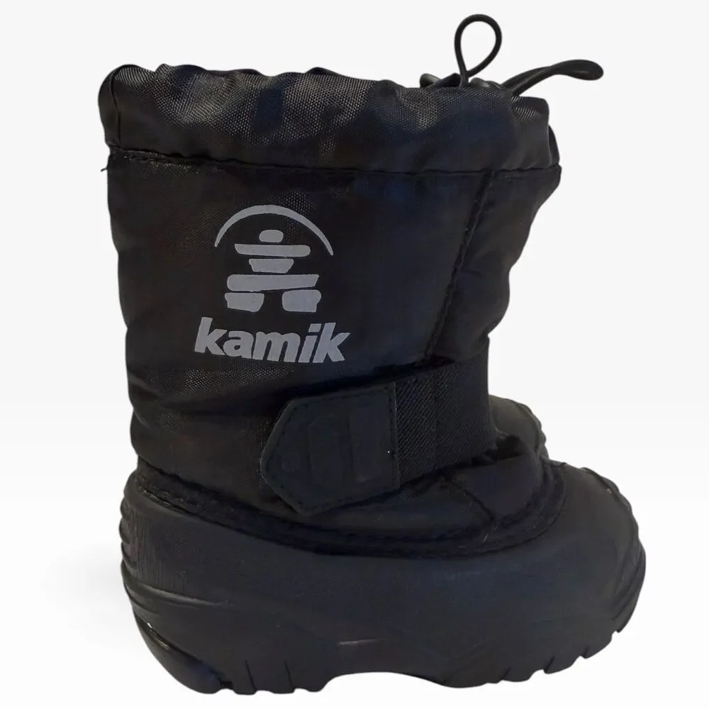 Kamik Toddler Snow Boots Black Insulated Winter Kids Size 5 Strap Toggle
